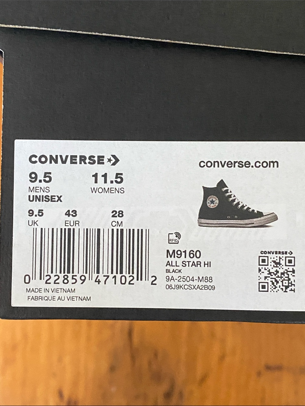 NIB high top black Converse All Star lace up Chuck Taylor sneakers NWT 9.5/11.5 - Picture 11 of 11